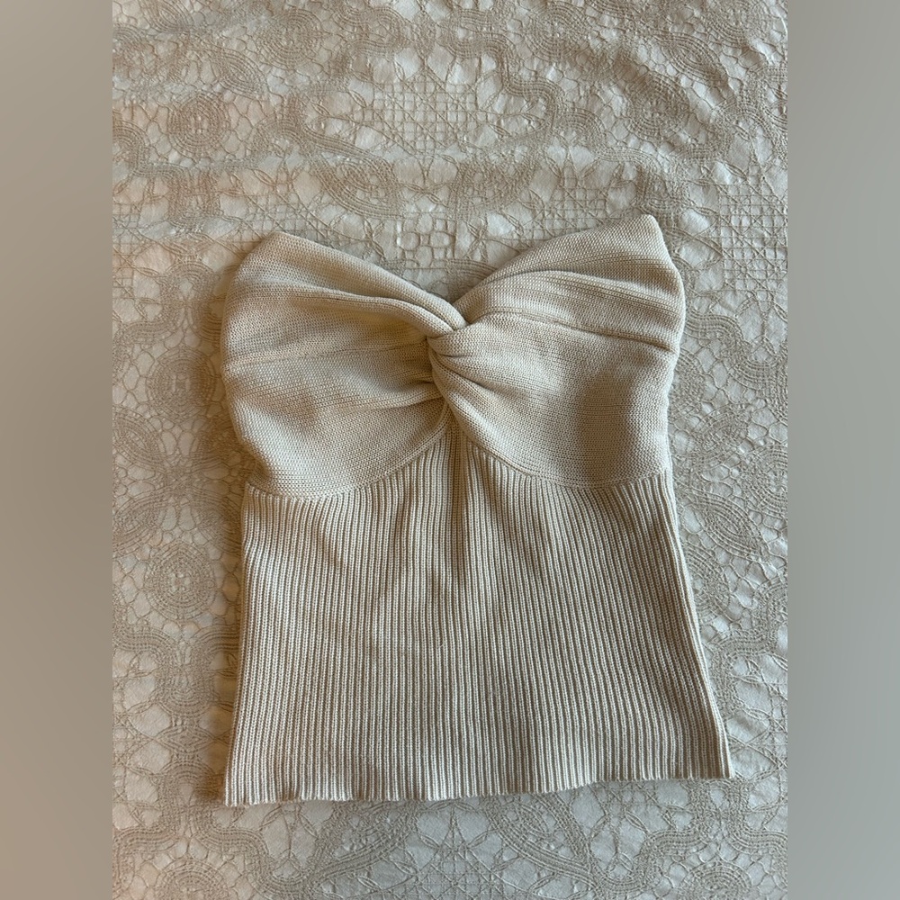 Cream Knit Strapless Top